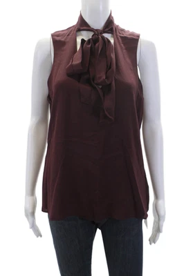 J Brand Womens Sleeveless Tie V Neck Boxy Top Blouse Red Sized Medium - Image 1 of 4