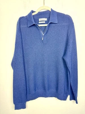 Suéter Grande Talbots Para Hombre Azul Marino Claro Lana Alpaca Media Cremallera Ligero Foto 1 de 4