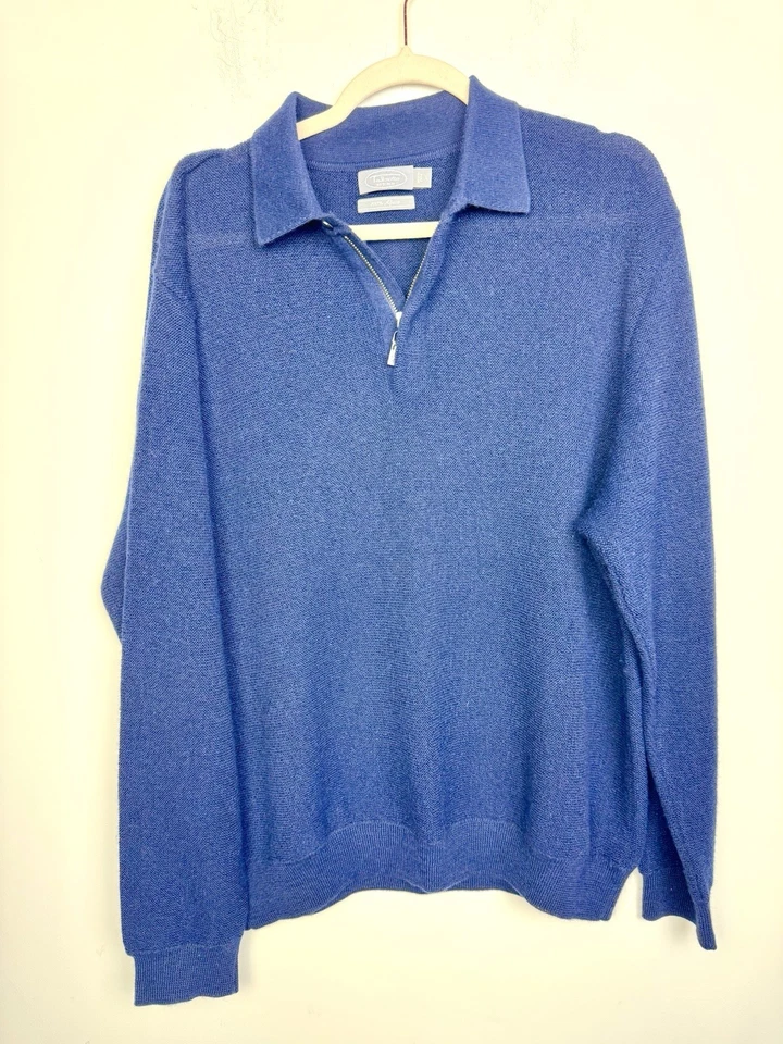 Suéter Grande Talbots Para Hombre Azul Marino Claro Lana Alpaca Media Cremallera Ligero Foto 1 de 4