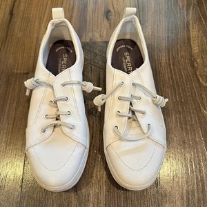 GUC Mädchen Sperry Top-Sider Crest Vibe Schuhe, weißes Leder & Schnürsenkel, Größe: 4 - Bild 1 von 10