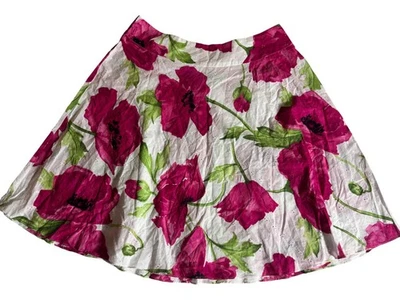 Sag Harbor A 字裙女式 16 多彩花卉孔眼流畅摆动侧拉链 — 第 1/4 张图片