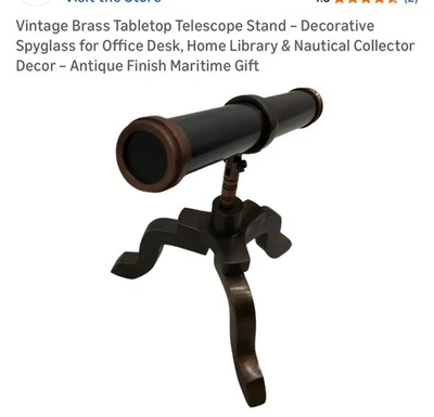 Telescopio de mesa cuero latón de colección vidrio espía marinero decoración náutica Foto 1 de 4