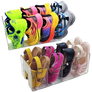 Clear Acrylic Kids Shoe Rack (2-Pack) – Stackable Toddler Shoe Organizer Shoe... - Foto 1 di 8