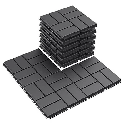  Paquete de azulejos de plástico entrelazados para terraza patio exterior 12"*12" 9 gris oscuro Foto 1 de 4