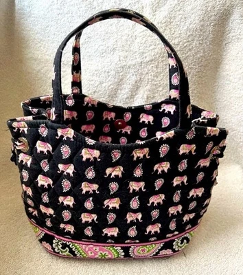 Vintage Vera Bradley Quilted Mini Sherry Tote Bag Pink Elephant Paisley Y2K - Image 1 of 4