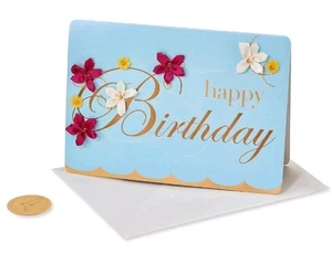 Biglietto Auguri Papiro Con Fiori  - Foto 1 di 3
