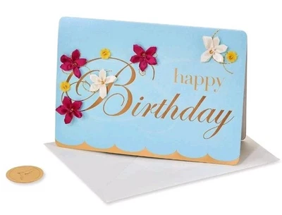 Papyrus Happy Birthday Card With Flowers  - Image 1 of 3