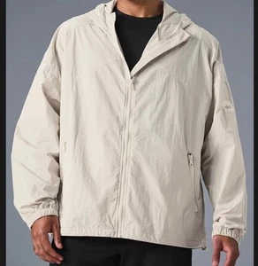 New Alo Vantage Nylon Ripstop Track Jacket Sz M Bone - Picture 1 of 6