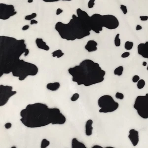 Luxury Black Cow Velboa Faux Animal Fur Fabric - Low-Pile 60" Wide - Polyester - Picture 1 of 3