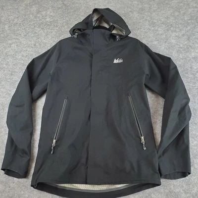 REI ветровка куртка мужская средний черный с капюшоном длинным рукавом карман легкий - Изображение 1 из 4