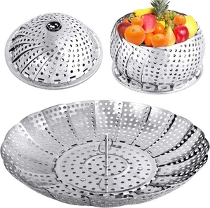 Large Veggie Vegetable Steamer Basket, Folding Steaming Basket, Collapsible For - Picture 1 of 12