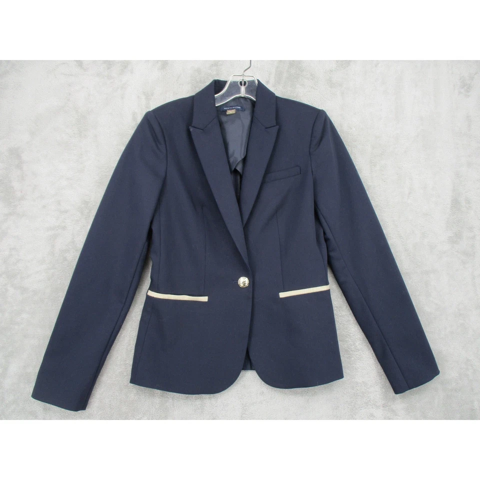 Tommy Hilfiger Blazer Mujer 2 Azul Marino Parche en el Codo Azul Marino Preppy Oficina Náutica Foto 1 de 4