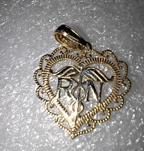 Colgante Corazón Enfermera Real Oro Amarillo 14kt Registrado RN - Imagen 1 de 2