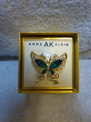 Pin/broche mariposa Anne Klein verde oro transparente Foto 1 de 2