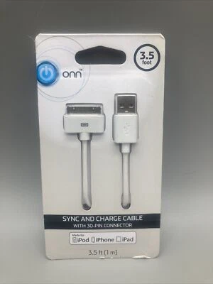 Onn Sync And Charge Cable W 30-PIN Connector - 3.5foot M17D - Image 1 of 2