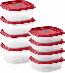 16Pcs BPA-Free Plastic Food Storage Set,Red Vented Lid,Microwave,Dishwasher Safe - Picture 1 of 6