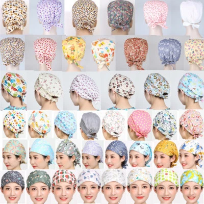 54 Kinds Women's Men's Cartoon Cotton Scrub Cap Hat Bouffant Work Hat One Size - Image 1 of 4