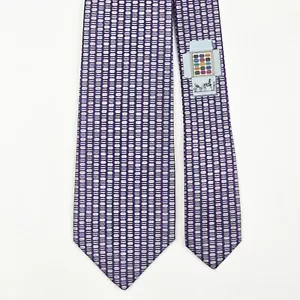 Corbata HERMES TIE 645829 IA Macaron en púrpura sarga pesada seda - Imagen 1 de 6