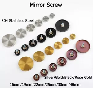 16mm-40mm Mirror Screw 304 Stainless Steel Electroplated Screw Cap Decorative - Picture 1 of 22