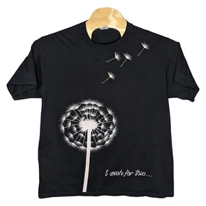 I Wish For This Pusteblume Blume T-Shirt Gr. XL schwarz Port & Company ringgesponnen - Bild 1 von 9