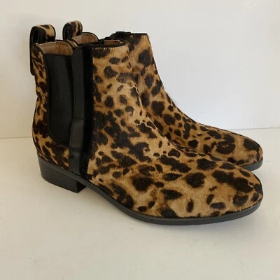 Rockport Larkyn Pull On Chelsea Ankle Boot Women 9.5 Leopard Calf Hair Elastic  - Image 1 of 4