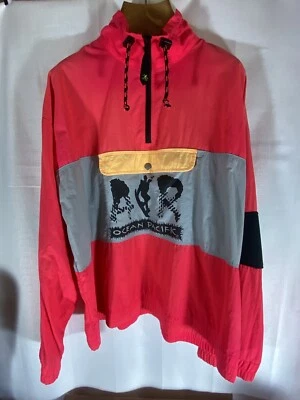 Chaqueta cortavientos vintage años 90 Neon Ocean Pacific OP 1/4 cremallera XL Foto 1 de 4