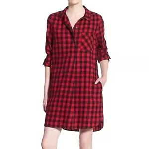 Vestido Madewell para mujer a cuadros rojo franela talla xs Popover - Imagen 1 de 3