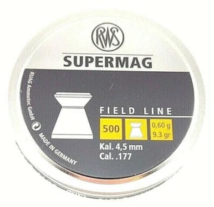 RWS SUPERMAG .177 Wadcutter 9.3 gr. Free Same-Day Ship AIR GUN PELLETS (500 ct.) - Picture 1 of 4