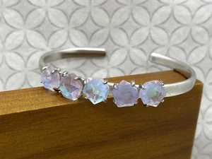 Kendra Scott Nash Cuff Bracelet Amethyst Dichroic Glass Silver tone - Picture 1 of 17