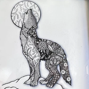 Wildlife Print of Howling Wolf by Pamela (PJ) Corwin Outdoor Bohemian Artsy - Picture 1 of 8