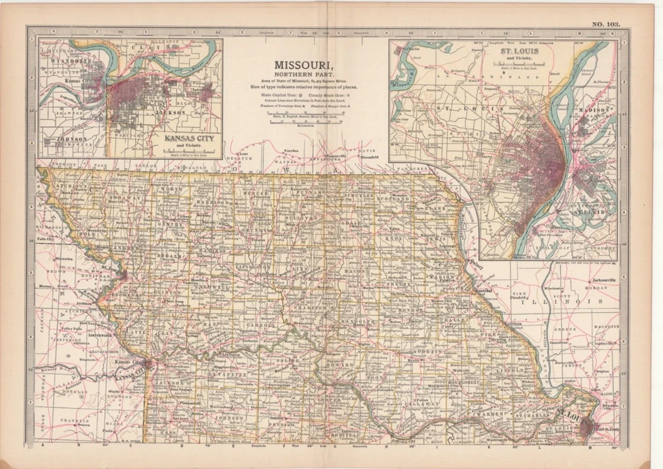 Missouri Parte Norte EE. UU. Antiguo mapa estatal vintage 1902 Foto 1 de 1