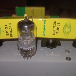 1960 AMPEREX HOLLAND BB 'Δ0K1' ECC88 6DJ8 Fat Bottle Large Ring Getter Tube - Picture 1 of 17