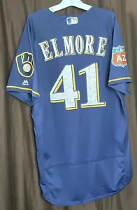 Maglietta Milwaukee Brewers Jake Elmore Gioco Usata Spring Training - Foto 1 di 9