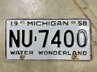 1958 Michigan License Plate # NU-7400  (Ottawa County)