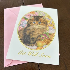 Get Well Soon Kitten Friendship Health Wishes Greeting Card - Picture 1 of 5