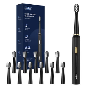 SEJOY Sonic Electric Toothbrush Rechargeable With 12 Brushes 5 Modes USB Charge - Picture 1 of 17