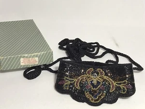 NOS Lillian Vernon New York Vintage Beaded Belt Original Box Tassel Tie Closure - Picture 1 of 9