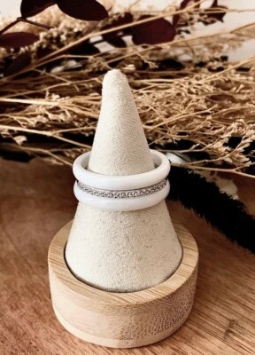 Anelli Fedi In Ceramica E Argento 925/1000 Zirconio T50 A 60 Gioielli Donna - Immagine 1 di 4