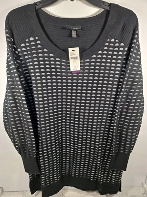 Suéter largo Lane Bryant para mujer negro plateado recortado manga 3/4 talla 18/20 Foto 1 de 4