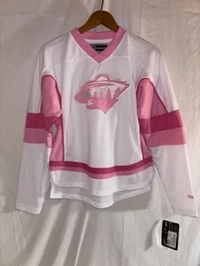 Minnesota Wild Mädchen Hockey Trikot L 14 weiß genäht neu mit Etikett NEU - Bild 1 von 3