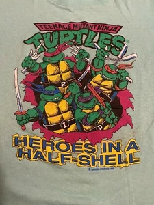Vintage 1990 Teenage Mutant Ninja Turtles Half Shell Kids Shirt Size Large - Picture 1 of 8