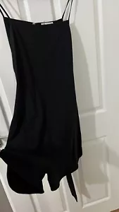 Zara schwarze All-in-One-Shorts Strandbekleidung Größe 14 Gürtel quadratischer Ausschnitt ärmellos - Bild 1 von 11
