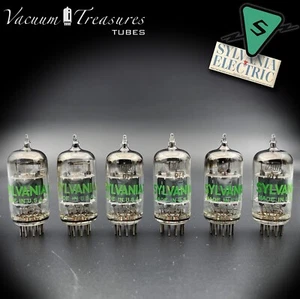 12AU7A ( ECC82 ) SYLVANIA NOS Square Getter Short Gray Plates Matched Tubes USA - Imagen 1 de 11