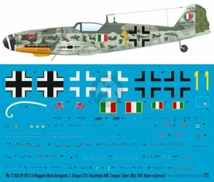 Peddinghaus 1/72 Bf 109 G-14 Marcas 2./ANR Diablos Rojos Mario Bellagambi 3634 - Imagen 1 de 1