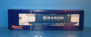 Vagón de bolsillo Roco H0 con contenedor HANJIN de RENFE Nº 66706 embalaje original #6461 - Imagen 1 de 10