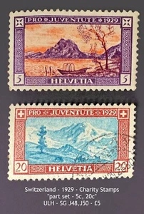 Switzerland - 1929 - Charity Stamps - part set - ULH - SG J48,J50 - Picture 1 of 2