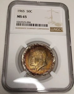 Monster Obverse Color! 1965 Kennedy 50C Half-Dollar NGC MS65 #6262525-004 - Picture 1 of 5