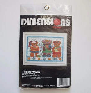 Dimensions Seaside Teddies Crewel Embroidery Kit Beach Teddy Bears #6175 New - Picture 1 of 3