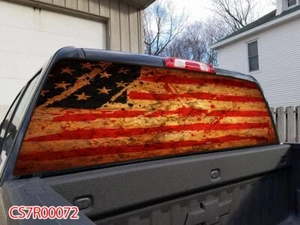 American Flag Pick Up Truck SUV Rear Back Window Graphics Decal Wrap Tint #72 - Foto 1 di 6