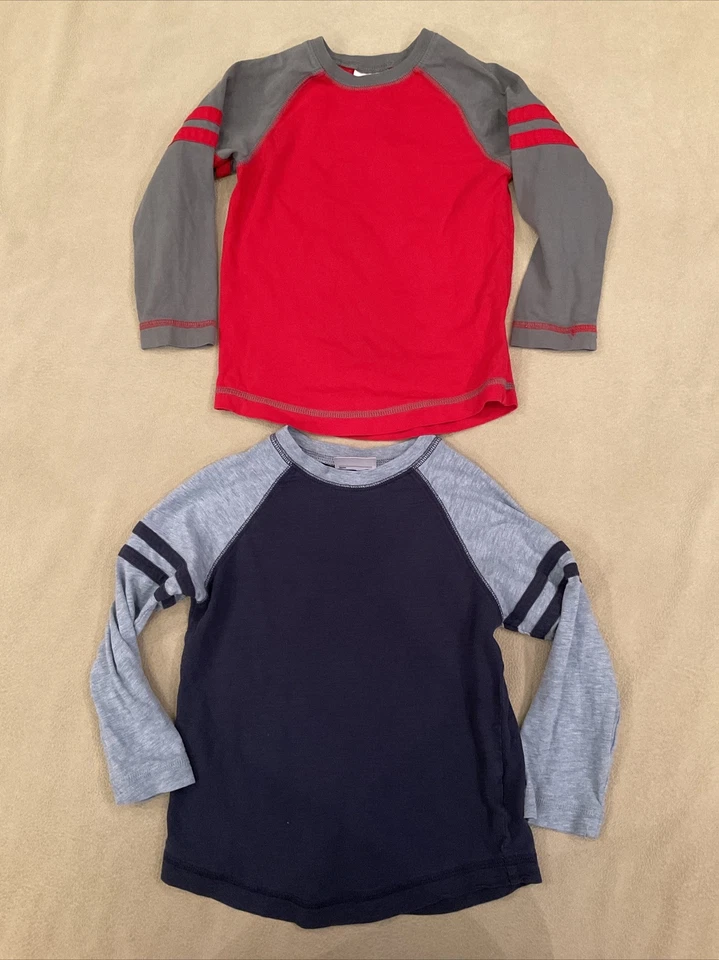 Hanna Andersson 100 Boys Raglan Tees Long Sleeve Blue Red - Image 1 of 4